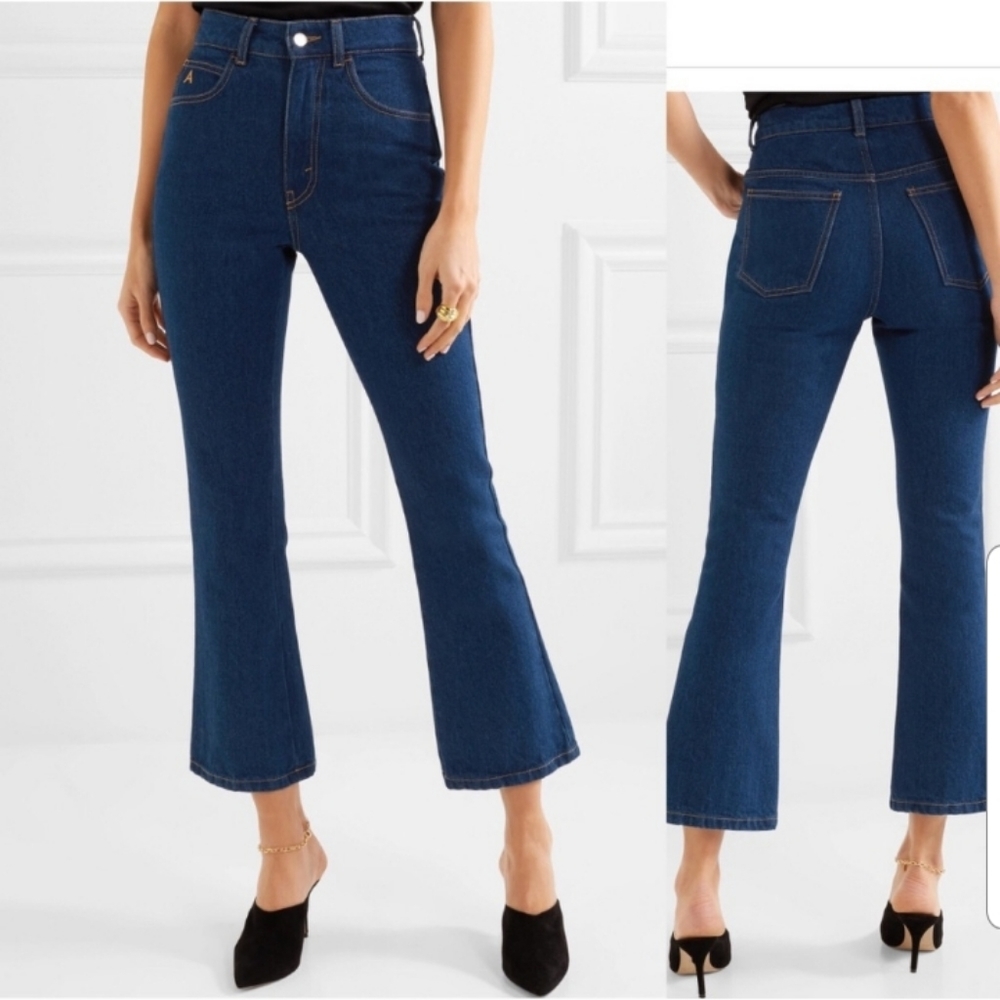 Attico Blanca Cropped High Rise Flared Jeans